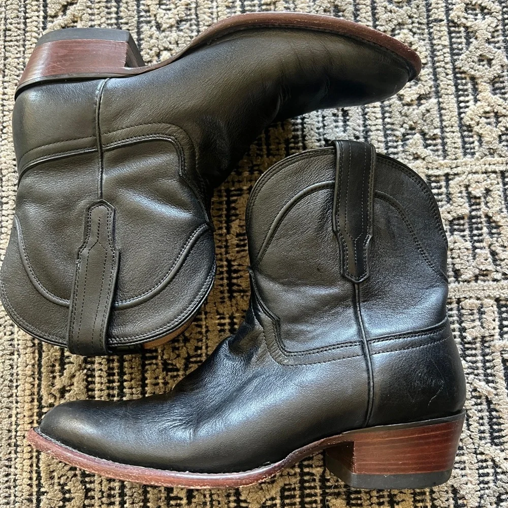 Tecovas Black Leather Ankle Boots - Picture 1 of 10